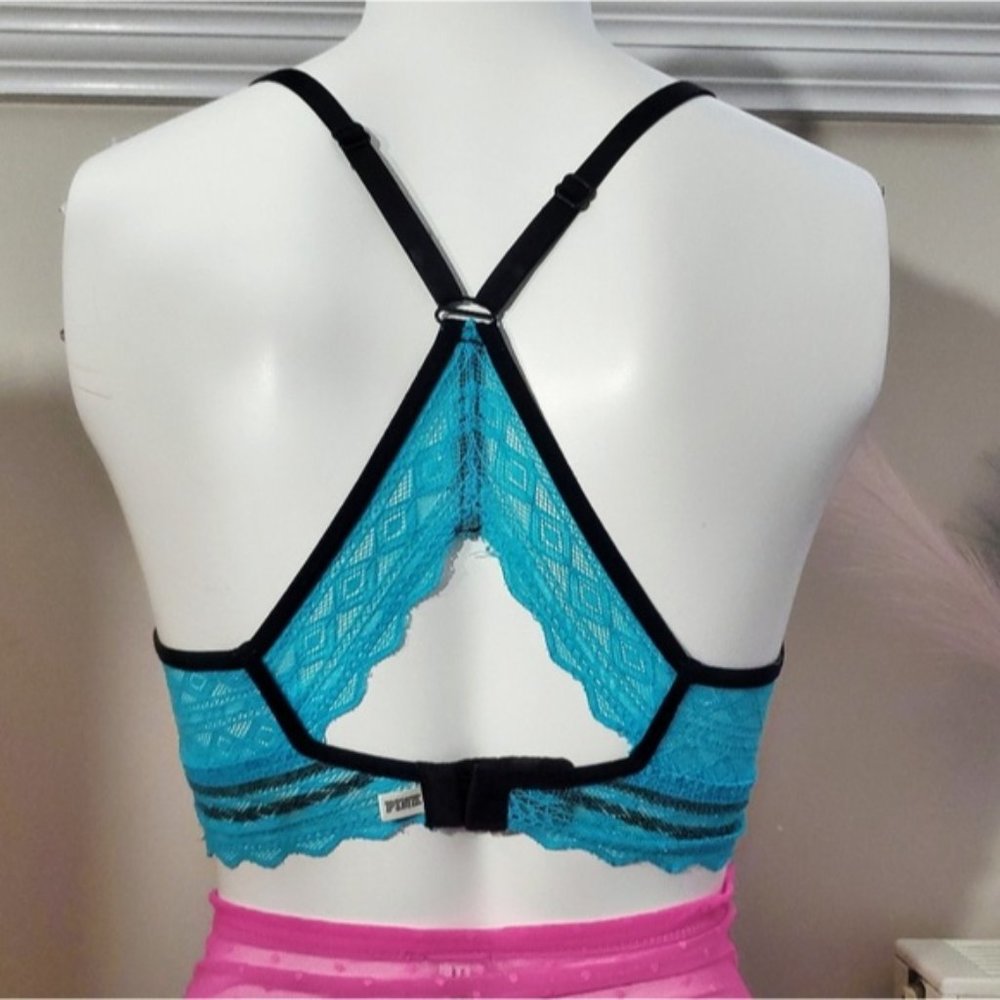 Victorias Secret Pink- Wired Lace Balconette Bra with keyhole back